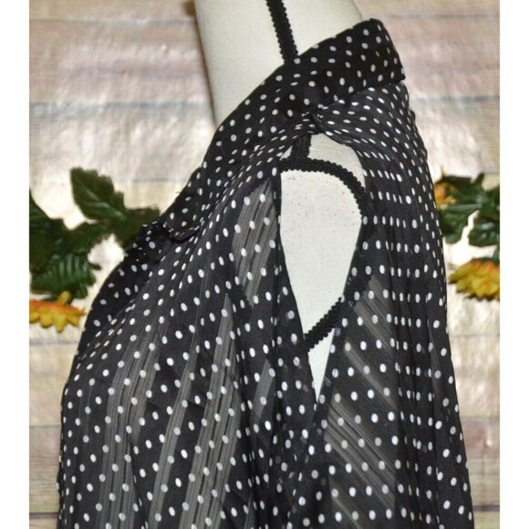 Lane Bryant Black Polka Dot Button Front Sheer Blouse Plus Size 22W 24W Tunic - Picture 6 of 11